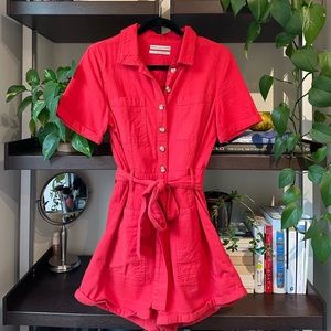 Urban Outfitters Button-Front Belted Romper